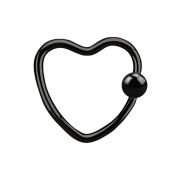 Micro Ball Closure Ring schwarz Herz mit Kugel