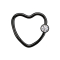 Micro Ball Closure Ring black heart with crystal ball silver