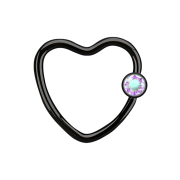 Micro Ball Closure Ring black heart with crystal ball...