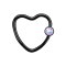 Micro Ball Closure Ring black heart with crystal ball multicolor