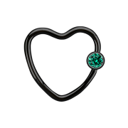 Micro Ball Closure Ring black heart with crystal ball...