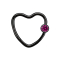 Micro Ball Closure Ring schwarz Herz mit Kristallkugel fuchsia