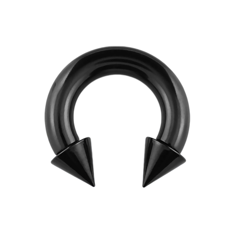 Circular barbell internal thread black with two cones