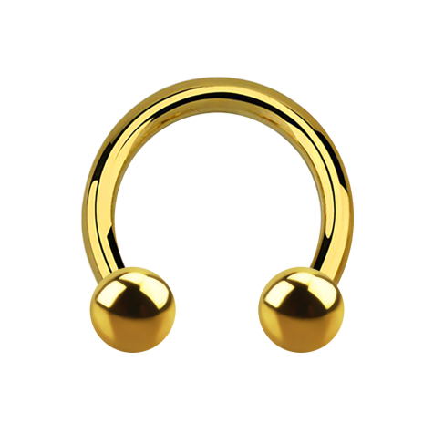 Circular barbell gold-plated internal thread with two balls
