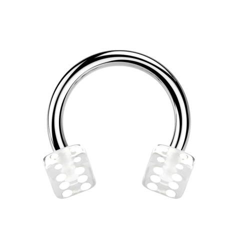 Micro Circular Barbell silver with two transparent cubes