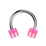 Micro Circular Barbell silver with two cubes pink...