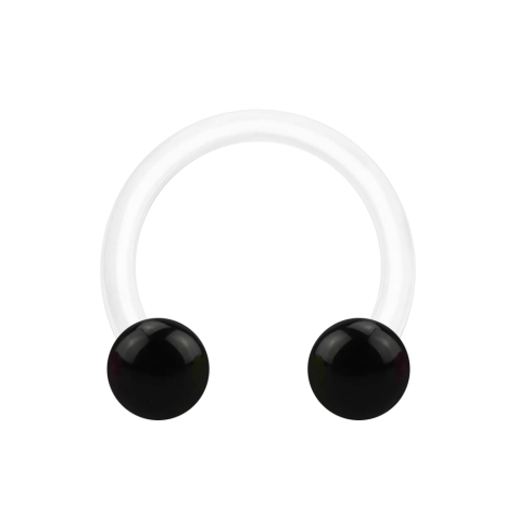 Micro Circular Barbell blanc avec deux boules noires