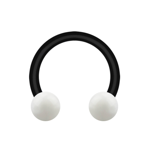 Micro Circular Barbell noir avec deux boules blanches