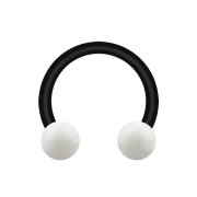 Micro Circular Barbell noir avec deux boules blanches