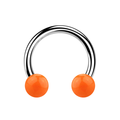 Micro Circular Barbell argent avec deux boules orange