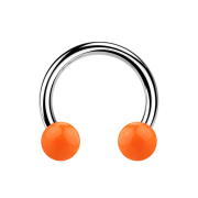 Micro Circular Barbell silber mit zwei Kugeln orange