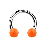Micro Circular Barbell argent avec deux boules orange