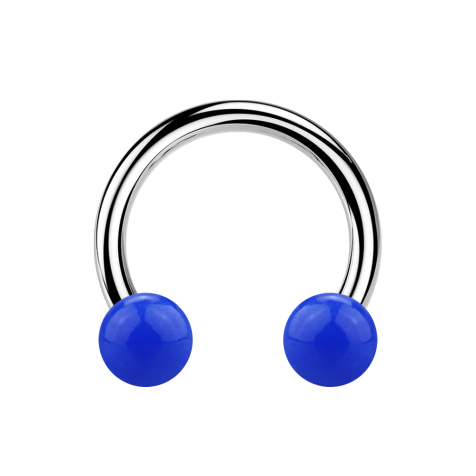 Micro Circular Barbell silver with two balls dark blue