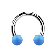 Micro Circular Barbell argent avec deux boules bleu clair