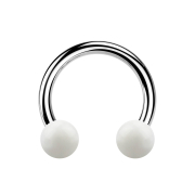 Micro Circular Barbell silver with two balls white