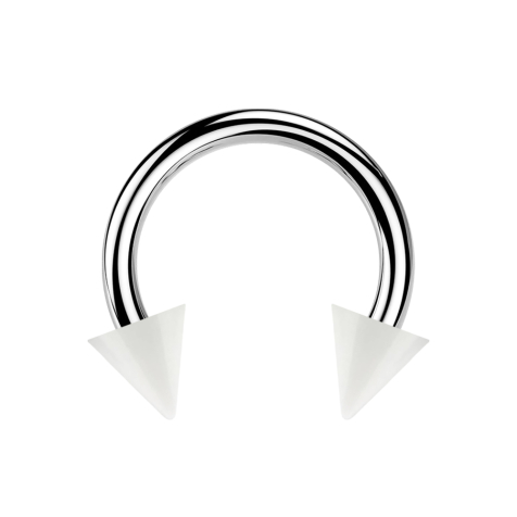 Micro Circular Barbell silver with two cones white