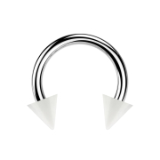 Micro Circular Barbell silver with two cones white