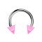 Micro Circular Barbell silver with two cones pink transparent