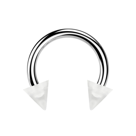 Micro Circular Barbell argenté avec deux cônes transparents