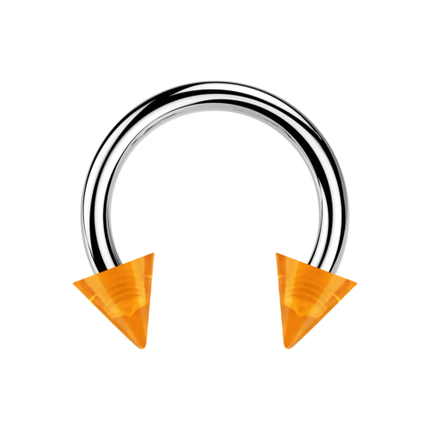 Circular barbell silver with two cones orange transparent
