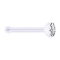 Nose stud straight transparent with crystal silver