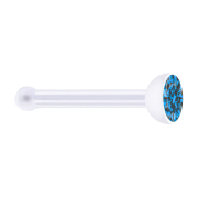 Clous de nez droit transparent avec cristal bleu clair