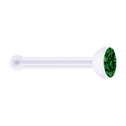 Clous de nez droit transparent avec cristal vert