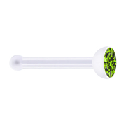 Clous de nez droit transparent avec cristal vert clair