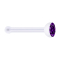 Clou nasal droit transparent avec cristal violet