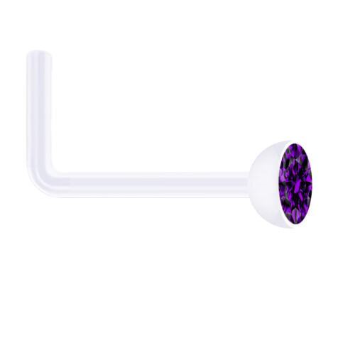 Nasenstecker gewinkelt transparent mit Kristall violett