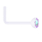 Nose stud angled transparent with crystal multicolor