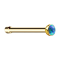 Straight gold-plated nose stud with blue opal