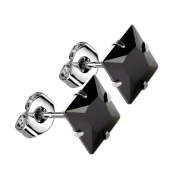 Stud earrings with square crystal black