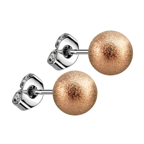 Stud earrings with rose gold speckled ball