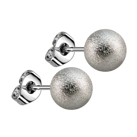 Boucles doreilles avec boule argent moucheté