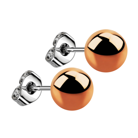 Stud earrings with rose gold ball