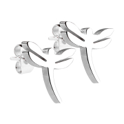 Stud earrings large dragonfly silver