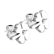 Stud earrings cloverleaf silver with crystal silver