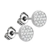 Boucles doreilles argent avec cristal argent rond
