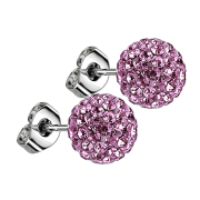 Boucles doreilles avec boule de cristal violette