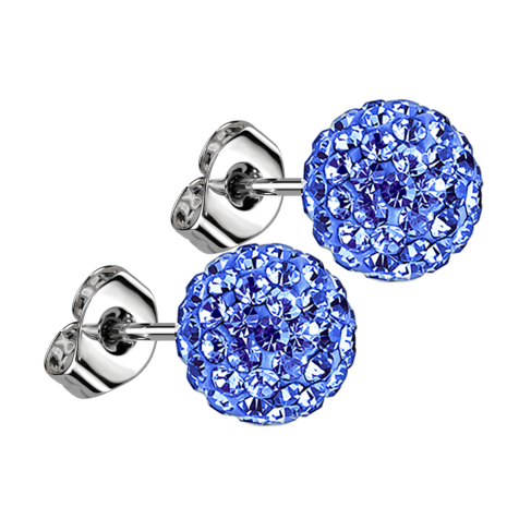 Stud earrings with crystal ball aqua