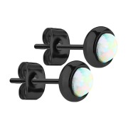 Stud earrings black with opal white
