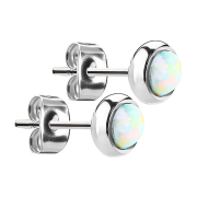 Stud earrings silver with white opal