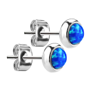 Stud earrings silver with blue opal