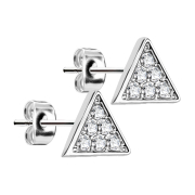 Orecchini triangolari in argento con cristalli in argento