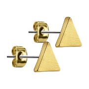 Stud earrings triangular brushed gold-plated