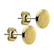 Stud earrings round brushed gold-plated