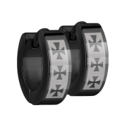 Ohrring zum Klappen schwarz mit Kreuz
