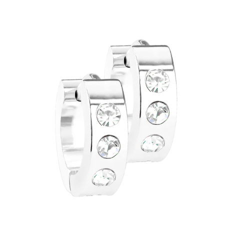 Orecchino pieghevole in argento con 3 cristalli