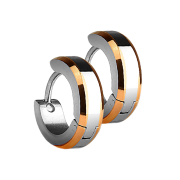 Folding earring silver with 2 rose gold side stripes